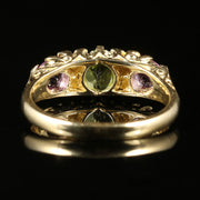 Suffragette Ring Peridot Amethyst Pearl 9Ct Gold