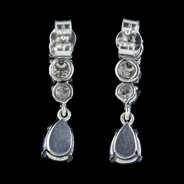 Art Deco Style Tanzanite Diamond Drop Earrings back