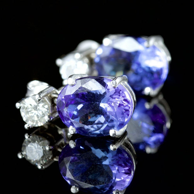 Tanzanite Diamond Earrings 18Ct White Gold