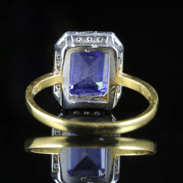 Cz Tanzanite And Paste Ring 18Ct Gold On Silver