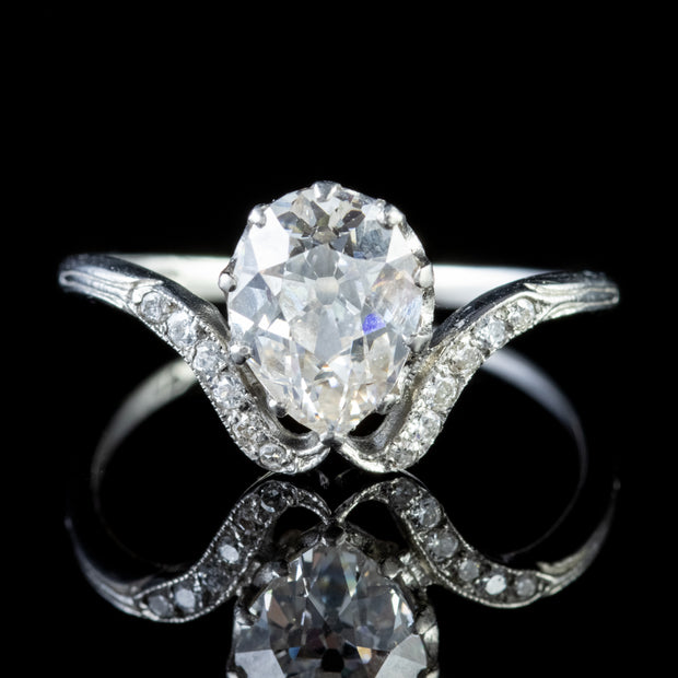 Teardrop Diamond Ring Platinum 1.81Ct Diamond