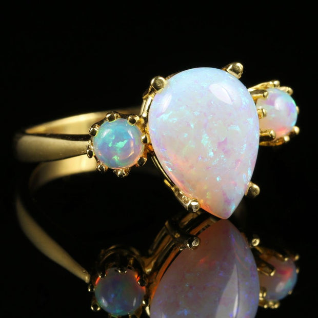 Trilogy Opal Ring 18Ct On Silver