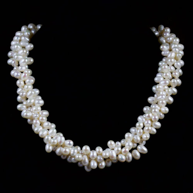 Triple Twist Pearl Necklace Silver