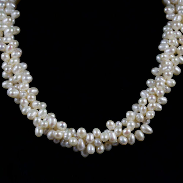 Triple Twist Pearl Necklace Silver