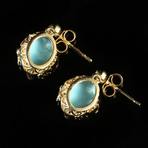 Turquoise 9Ct Gold Drop Earrings