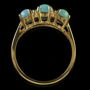 Turquoise Diamond Trilogy Ring 9Ct Gold