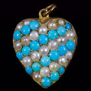 Antique Victorian Pearl Turquoise Pendant 15Ct Circa 1880