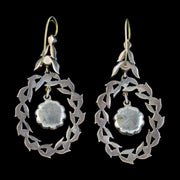 Victorian Style Paste Wreath Drop Earrings Silver Gold Wires back