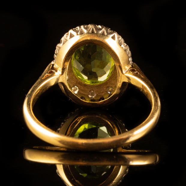 Vintage 2ct Peridot Diamond Ring 18ct Gold