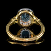 Aquamarine Diamond Cluster Ring 18ct Gold Dated 1998
