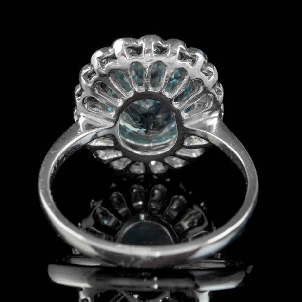 Edwardian Style Aquamarine Diamond Ring Platinum 3.5ct Aqua