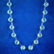 Vintage Blue Paste Riviere Necklace Sterling Silver