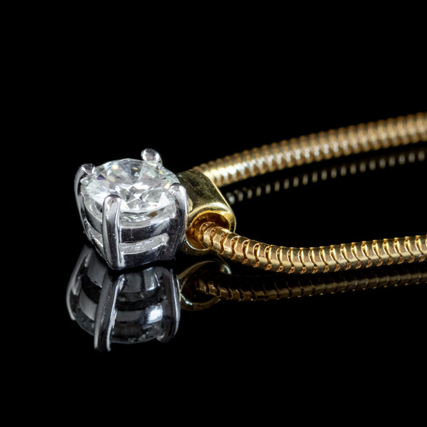 Vintage Diamond Solitaire Pendant Necklace 18ct Gold Chain