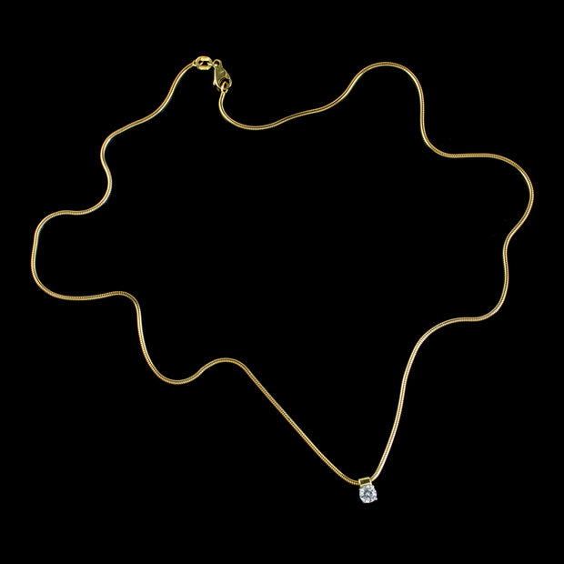 Vintage Diamond Solitaire Pendant Necklace 18ct Gold Chain