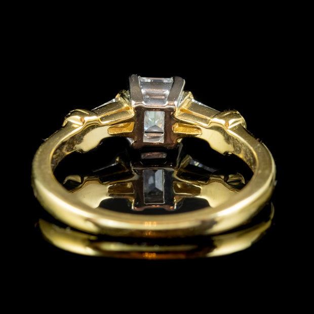 Art Deco Style Emerald Cut Diamond Trilogy Ring 18ct Gold 0.91ct Of Diamond Dated 1996