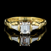 Art Deco Style Emerald Cut Diamond Trilogy Ring 18ct Gold 0.91ct Of Diamond Dated 1996