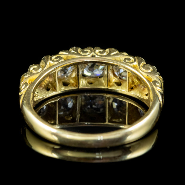 Victorian Style Five Stone Diamond Ring 18ct Gold 1.86ct Of Diamond