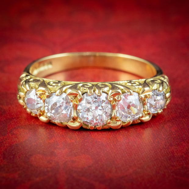 Vintage Five Stone Diamond Ring 18ct Gold 1.86ct Of Diamond