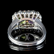 Vintage French Suffragette Ring Platinum Peridot Amethyst 0.80ct of Diamond Circa 1950