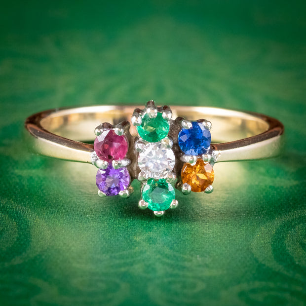 Vintage Gemstone Dearest Cluster Ring 18ct Gold