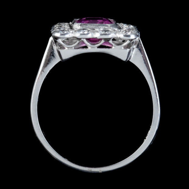 Art Deco Style Pink Sapphire Diamond Ring Platinum 1.80ct Sapphire 1.20ct Diamond