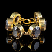 Art Deco Style Smoky Quartz Bracelet Sterling Silver 18ct Gold Gilt