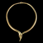 Vintage Snake Collar Necklace 9ct Gold Ruby Eyes Dated 1982