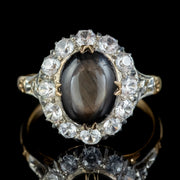VINTAGE STAR SAPPHIRE TOPAZ RING 9CT GOLD 3CT SAPPHIRE FRONT2