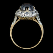 VINTAGE STAR SAPPHIRE TOPAZ RING 9CT GOLD 3CT SAPPHIRE TOP