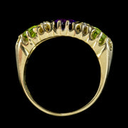 Vintage Suffragette Ring Amethyst Peridot Diamond 18ct Gold Dated 1963