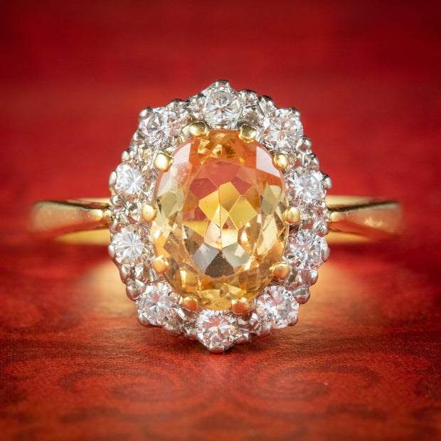 Vintage Yellow Topaz Diamond Ring