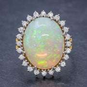 Vintage 12Ct Natural Opal Cluster Ring 18Ct Gold Circa 1960