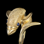 Vintage 14Ct Gold Dolphin Ring Sapphire Eyes