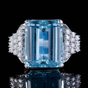 Vintage Aquamarine Diamond Cocktail Ring front