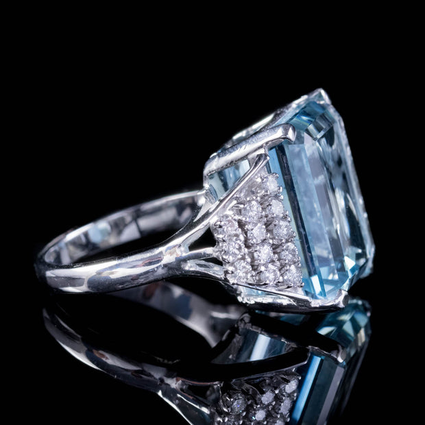 Vintage Aquamarine Diamond Cocktail Ring side 2