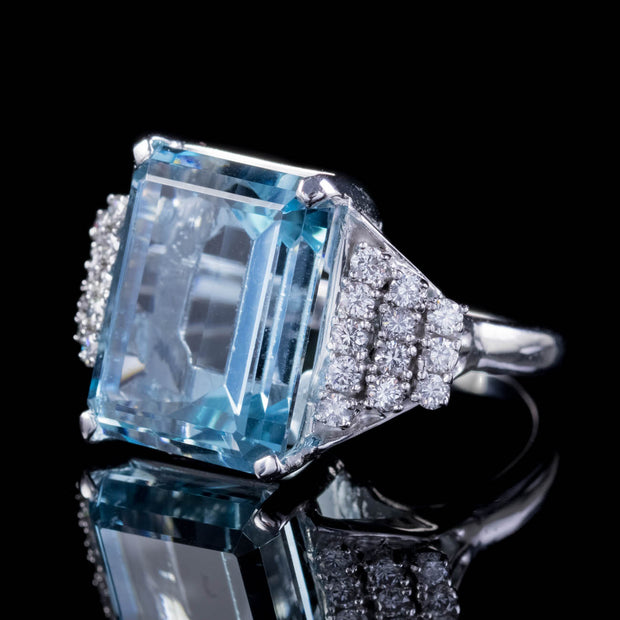 Vintage Aquamarine Diamond Cocktail Ring side
