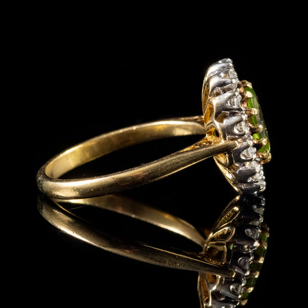 Vintage 2.50Ct Peridot 1.50Ct Diamond Cluster Ring Circa 1930