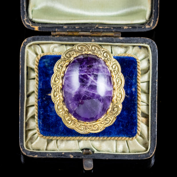 Vintage 50Ct Cabochon Amethyst Silver Gold Gilt Gallery Dated 1972