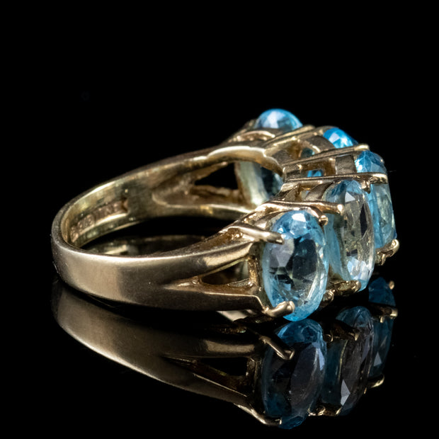 5Ct Blue Topaz Ring 9Ct Gold