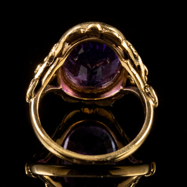 Vintage 6Ct Amethyst Forget Me Not Ring 9Ct Gold