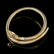 Vintage 9Ct Gold Snake Bangle Ruby Eyes Dated 1985
