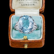 Vintage Aquamarine Diamond Ring 18Ct Gold 13Ct Aqua Circa 1940