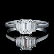 Art Deco Emerald Cut Diamond Trilogy Ring Platinum Circa 1920 Cert