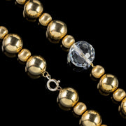 Vintage Beaded Necklace 18ct Gold Gilt Glass Crystal close