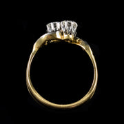 Edwardian Style Brilliant Cut Double Diamond Twist Ring 18Ct Gold Dated 1980
