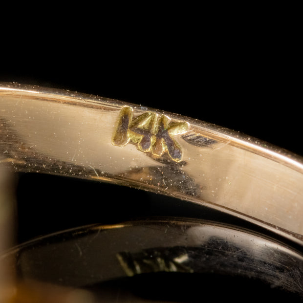 Vintage Cabochon Cut Opal Ring 14Ct Gold Circa 1940
