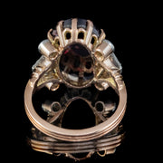 Vintage Cabochon Garnet Diamond Ring 9Ct Gold 10Ct Garnet Circa 1930