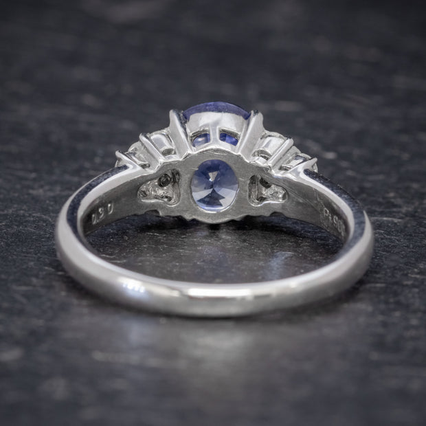 Vintage Ceylon Sapphire Diamond Engagement Ring Platinum 2.50Ct Sapphire