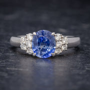 Vintage Ceylon Sapphire Diamond Engagement Ring Platinum 2.50Ct Sapphire