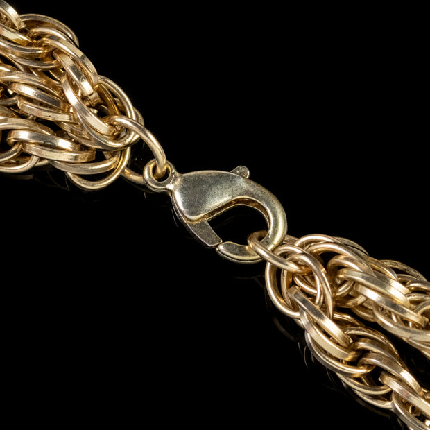 Vintage Chain Triple Strand Link Necklace